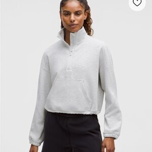 Lululemon Brushed Softstreme Half Zip Heathered Core Ultra Light Grey Size 8